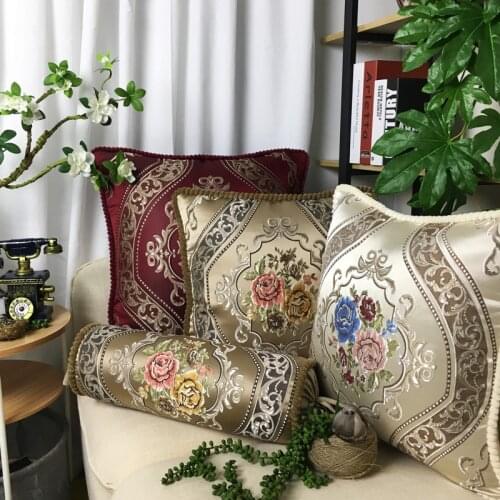 CURCYA Luxury Jacquard Flower Cushion Cover Retro European Royal Aulic Elegant Room Decorative Sofa Pillow Cover Cases