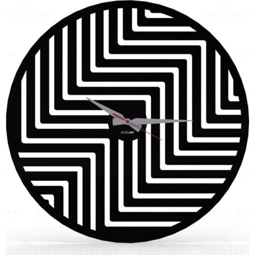GuzelArt Decorative Wall Clock Living Room Decoration Wall Decor Wooden Modern Design Home Decor Black (Different Size Options)