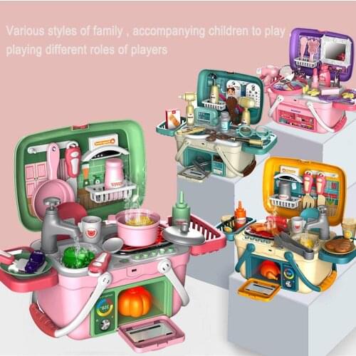 30pcs Childrens Kitchen Food Cooking Suitcase Camouflage Toys Electric Water Spray Childrens Home Gifts For Boys And Girls