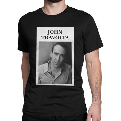Funny Nicolas Travolta John Cage T-Shirt Men Crewneck 100% Cotton T Shirts Classic Short Sleeve Tee Shirt 2XL 3XL Tops