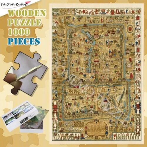 The Imperial Palace Map Puzzles 300 500 1000 Pieces Wooden Old History Jigsaw Puzzle China Famous Landscape Map for Adults Toys