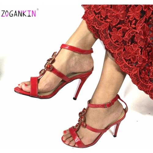 Classics Italian Women Shoes Elegant African Ladies Shoes for Party European and American Style in Red Color For Wedding