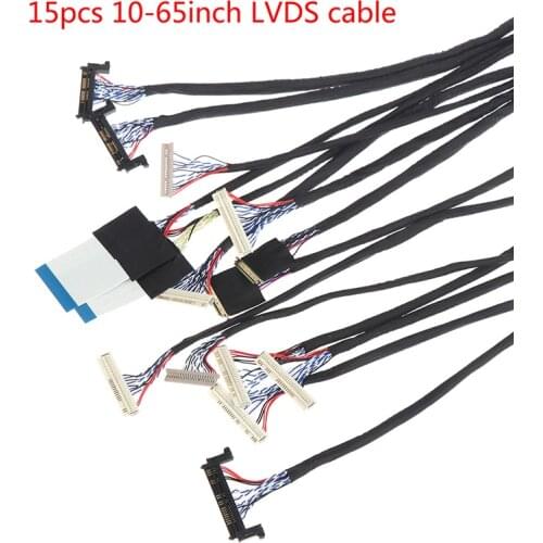 15pcs LVDS Cable Kit 10-65inch 20pin 30pin 40pin 51pin 6bit 8bit Commonly Used Screen Cable For TV Repair Modification