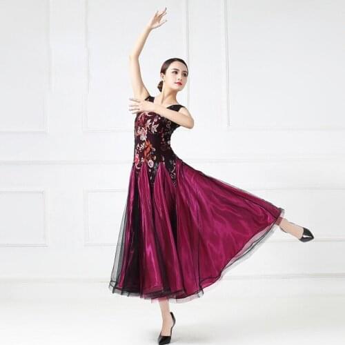 Red ballroom dance modern dance dress 2020 new Tango Summer Dance Dress modern sleeveless long skirt female