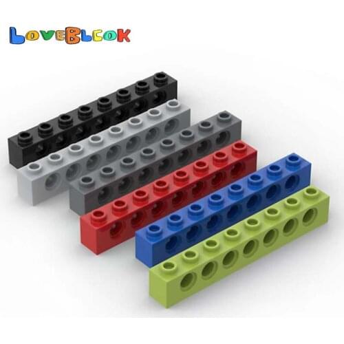 LoveBlock Technical Brick 1x8 with Hole Building Blocks Assembles MOC Parts DIY Toys Gift Creative 3702 For Kid 10pcs/LOT