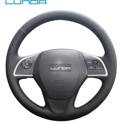 LUNDA Leather car steering wheel braid for Mitsubishi Outlander 2013 2014 Mirage 2014 ASX L200 Custom made Steering cover