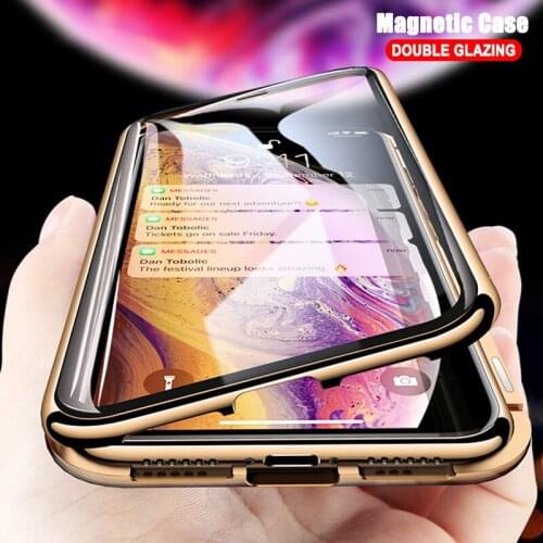 Magnetic Adsorption Case For iPhone 12 mini 11 Pro XS Max X XR Double-Sided Metal Glass For iPhone 7 8 6 6s Plus SE 2020 Cover