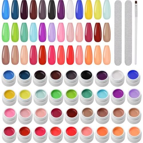 36 Colors Gel Nail Polish Set 36 x 8ML UV Gel Nail Art Pigment Extension Gel Builder Polish Soak-off Gel with Nail Brush