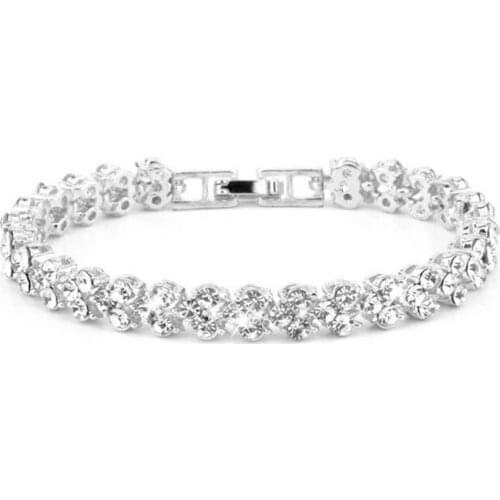 Fashion Roman Crystal Bracelet Womens Silver Zircon Love Bracelet Charm Womens Wedding Jewelry Party Accessories