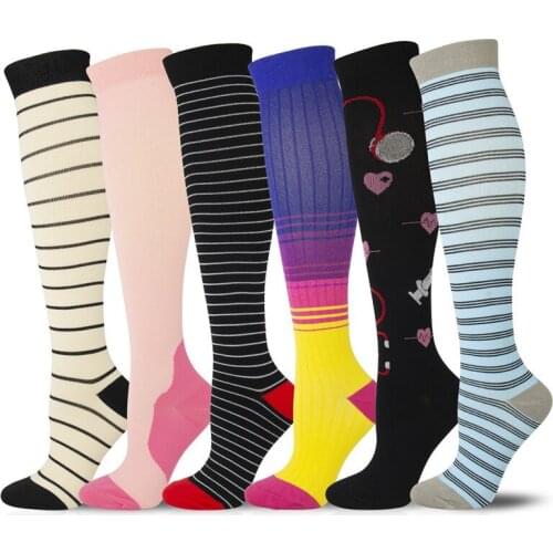 Kawaii Striped Football Socks Mori Girl Style Trendy Hip-Hop Running Travel Nursing Compression Socks New Year Socks 2021 Gifts