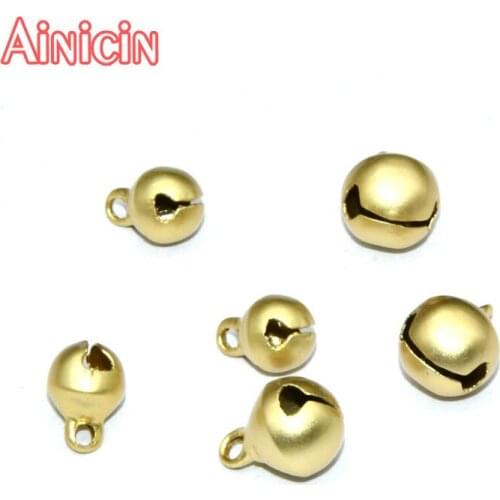 New Arrival High Qualiyt Gold Plating Matt Surface Tinkle Bell Ring 10mm Diy Jewelry Findings For Women Bracelet Making 50pcs