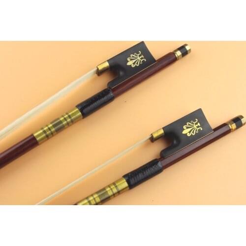 New Superior Brazilwood Violin Bow 4/4 full size ebony frog inlaid copper flower