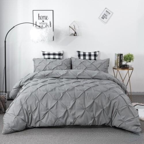 Solid Color Nordic Duvet Cover Set Twin Queen King Size Luxury Bedding Sets 3pcs Modern Pleated Duvetcover Bedclothes