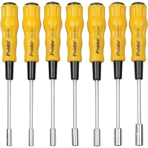 ProsKit Yellow and Black Soft Handle Socket Screwdriver 19400-M Series Hexagon Socket Screwdriver Set M3-M6