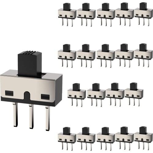 20Pcs Vertical Slide Switches Micro High Knob 3 Pin 2 Position 1P2T SPDT Panel Mount AC 125V 2A