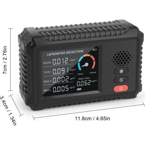 Portable CO2 Meter Air Quality Monitor Digital Temperature Humidity Sensor Tester Carbon Dioxide TVOC Formaldehyde HCHO Detector