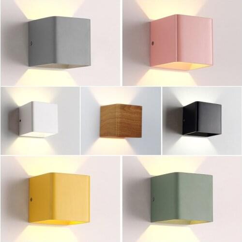 Mycyk Bedroom bedside lamp LED wall lamp color children room wall lamp wood grain color simple corridor corridor hotel wall lamp