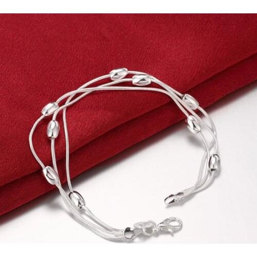 Factory outlets fashion 925 sterling silver Bracelet for woman beautiful beads chain fine Luxury jewelry Wedding party gifts