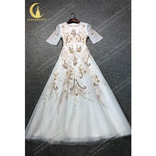Rhine real Pictures Zuhair Murad Half Sleeves Beads שמלות ערב 2021 יוקרתיות robe de soiré evening dressese de mariage