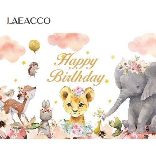 Pink Backdrops For Photography Safari Birthday Party Elephant Star Baptism Newborn Customized Banner Portrait Photo Backgrounds
