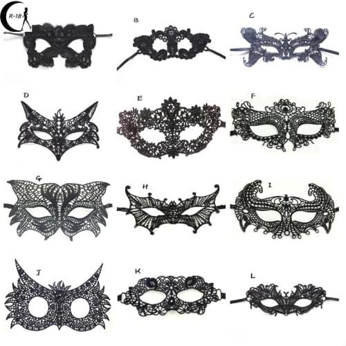 Lace Sexy Women Eye Face Mask Masquerade Party Ball Prom Halloween Costume Sexy Party Masks 12 pattern Type Eye Face Mask Black