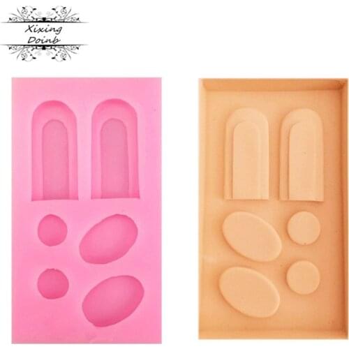 DIY cartoon rabbit eye ear shape silicone mold fudge chocolate mold cake decoration tool