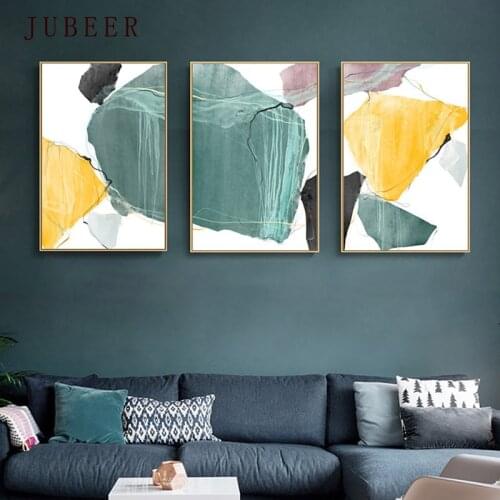Nordic Minimalist Wall Art Canvas Print Abstract Art Color Block Decorative Painting Pciture for Living Room Home Decor