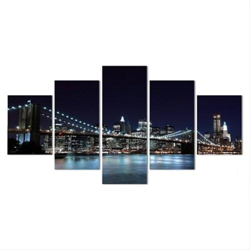 Booming Hand Painted New York City Pictures Home Decoration Modern Abstract Oil Painting On Canvas 5pcs/set Wall Art Paintings