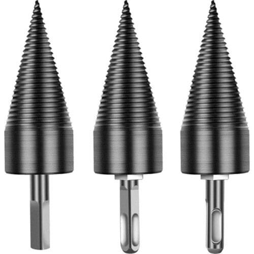 42mm HSS Firewood Splitter Drill Bit Round/Hex/Square Shank Wood Split Cone Drill Bit Woodworking Split Drilling Tools