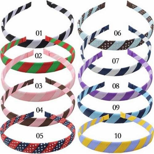 Woven Two-tone Hair Band Hoops Clasp Accessories for Women Girl Basic Ribbon Covered Plastic Winding Headbands 10pcs FJ3105