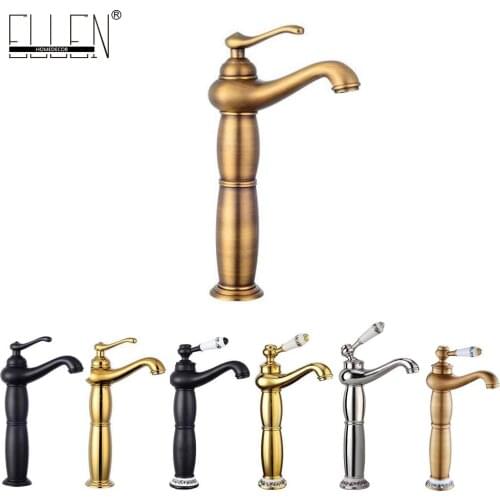 Vidric Bathroom Basin Sink Mixer Hot and Cold Water Tap Tall Bath Faucet Antique Bronze Gold Black Crane Torneira ELF001H