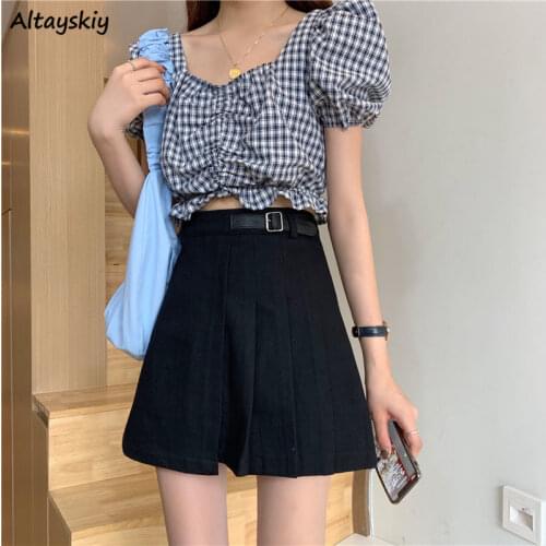 Skirts Women Ins High Waist Sweet Girls New Fashion A-Line Simple Holiday Teens Students Style Streetwear Soft All-match Chic