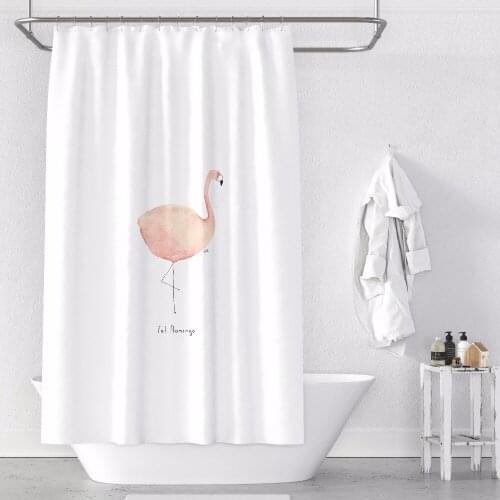 Custom Made Shower Curtain Bathroom Curtain Partition + Hooks 1.2/1.5/1.8/2x1.8m 1.5x2m 1.8x2m 2x2m 2.4x2m Flamingo White