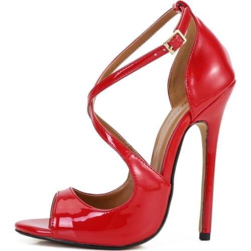 Summer Sandals Women New 2021 Sexy 13cm Extreme High Heel Peep Toe Pumps Luxury Red Black Party Wedding Shoes Woman Plus Size 48