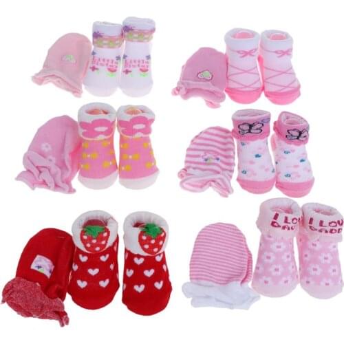 1 Set Baby Socks Gloves Prevent Scratch Face Warm Winter Autumn Soft Breathable Cartoon Cute Fashion Newborn Boys Girls Feb-15