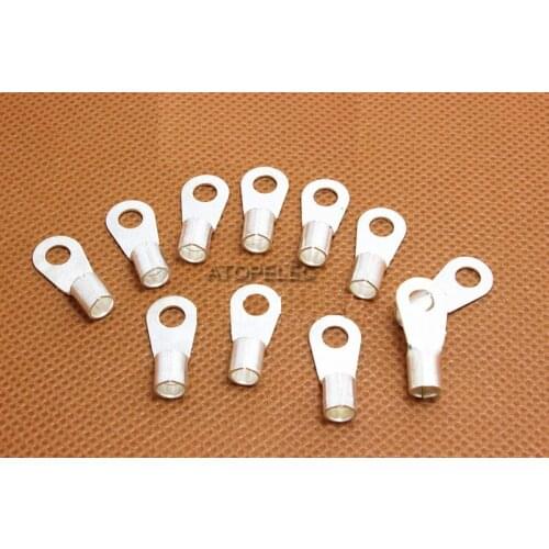 1pc 4-4 Ring Crimp Silver Plated Brass Terminal Connector for 12AWG 11AWG Wire Aperture 4mm Hole