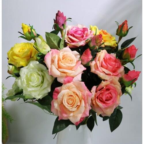 2 Head Real Touch Roses Artificial Flowers For Home Wedding Decoration Marrige Decorative Blooming Roses Flower Party Decor
