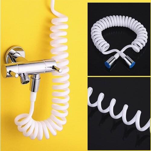 2021 Hot Sale 1.5M Copper Cap Shower Hose Foam Bidet Telescopic Spring Hose PVC Spring Flexible Retractable Shower Hose
