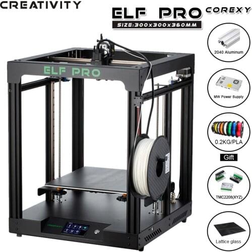 Creativity 3D Printer Corexy ELF Pro New Version Direct Drive Extruder TMC2208 Silent Drive Meanwell Power Supply Large Build