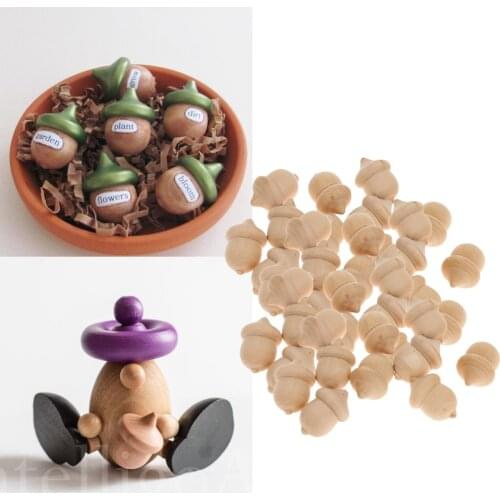 50 Pieces Novelty Waldorf Acorns DIY Unfinished Wooden Craft Wedding Party Decoration