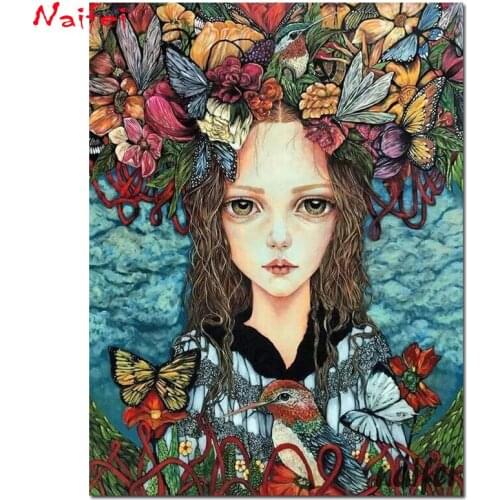 Full Diamond Painting flower girl Cross Stitch DIY Bead Embroidery Diamond Art fantasy fairy tale Handwork home Decor