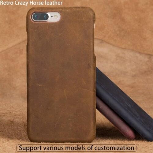 Genuine Leather Case For iPhone X 5 5s 6 6s 6sp 7 7P 8 8P SE 2020 Horse leather Half Protect Cases