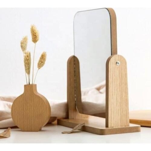 Wood Portable Makeup Mirror Display Makeup Table Mirror Single Mirror Desk Cheap Gift Cosmetic Student Dormitory Mirror Seyehat