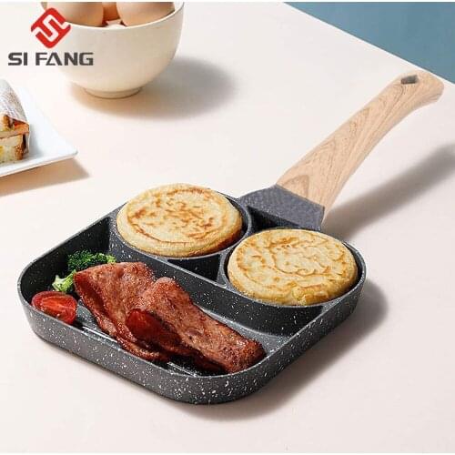 3/4 Hole Frying Pot Pan Thickened Omelet Pan Non-stick Egg Pancake Steak Pan Cooking Egg Ham Pans Breakfast Maker Cookware