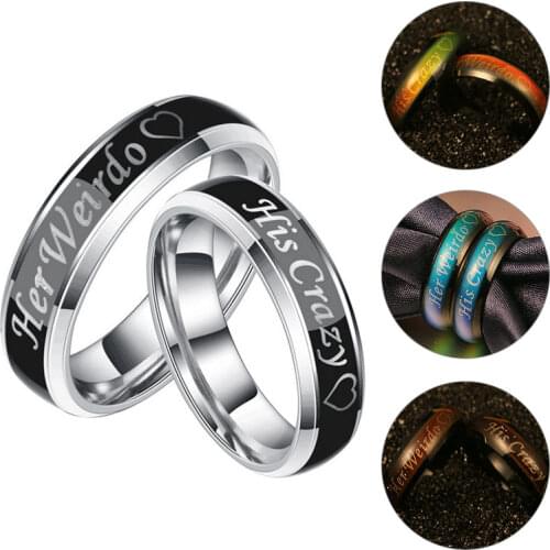 Changing Color Stainless Rings His Crazy Her Weirdo Temperature Rings For Women Men Couples Rings Tone Fine Jewelry