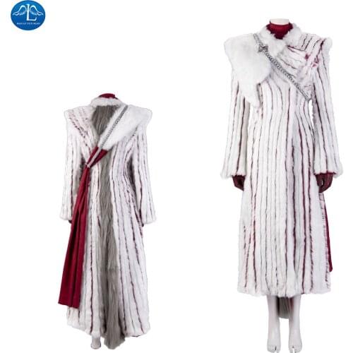 Game Season 8 Dany Cosplay Costume Faux Fur Overcoat Women Halloween Outfit Winter Clothes Red Cloak Custom Made
