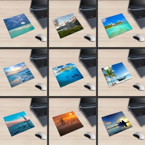 XGZ Laptop In The Sunset Forest Square Mouse Pad Seaside Nature Landscape Swimming Diving PC Mat Rubber Non-slip Universal