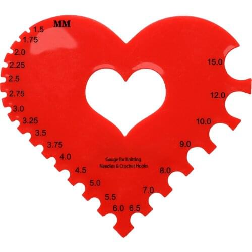 Red Heart Style Gauge For Knitting Needles and Crochect Hooks Sizes 1.5mm-15 mm Measure RulerTool Accessory -Stitch Gauge
