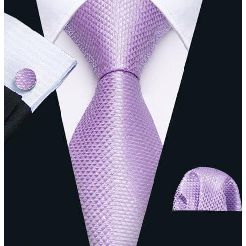 Fashion Purple Geometric Men Tie 8.5cm Silk Jacquard Woven Necktie Wedding Business Handkerchief Cufflink Tie Barry.Wang FA-5308