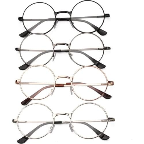 Unisex Round Metal Spring Hinge Reading Glasses Ultra Light Resin Eyeglasses Magnifying Vision Care +100~+40 Diopter